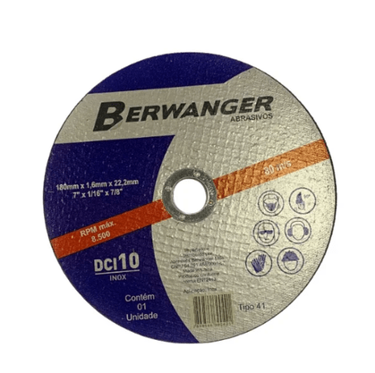 Disco De Corte Para Aço/Inox 180x1,6x22,2mm Berwanger